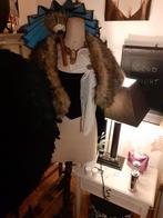 Oude brocante paspop op zwarte 3 poot, Ophalen of Verzenden