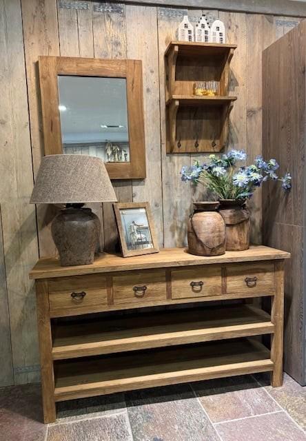 Teakhouten Sidetable 140 nieuw, Huis en Inrichting, Kasten | Ladekasten, Nieuw, Minder dan 100 cm, 25 tot 50 cm, Teakhout, Ophalen