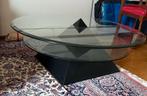 Glazen salontafel met zwart onderstel, Ophalen, Modern