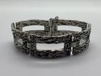 X629 Prachtige zilveren brutalist armband, Ophalen of Verzenden, Zilver, Armband