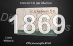 140 jaar Schulman in coincard KNM - 5 cent 1869 zilver, Postzegels en Munten, Munten | Nederland, Ophalen of Verzenden, Koning Willem III