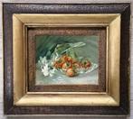 Schilderij stilleven met aardbeien 19e eeuw, Antiek en Kunst, Ophalen of Verzenden