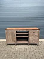 Antieke teakhouten toonbank/werkbank met lades en deurtje, Ophalen of Verzenden, Zo goed als nieuw