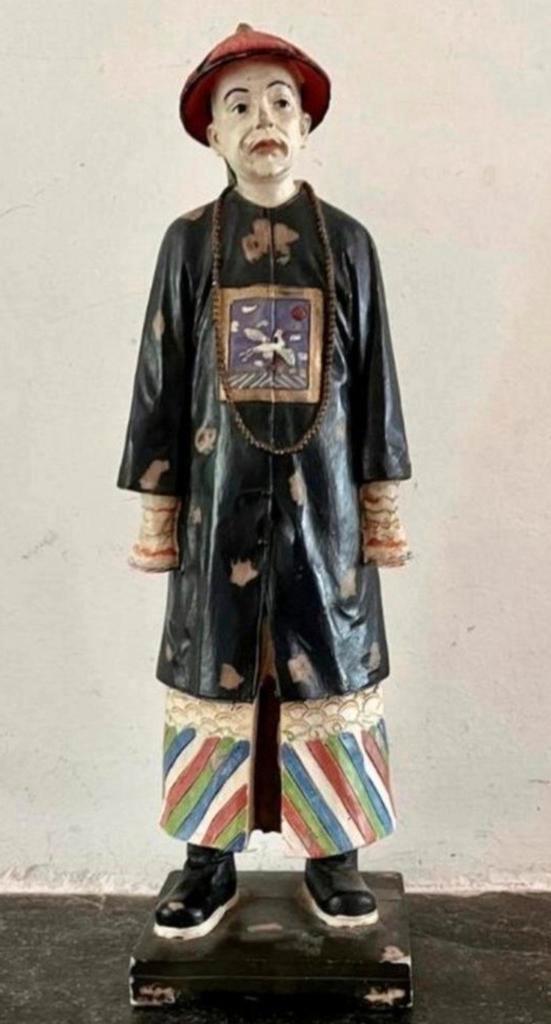 Zeldzaam aardewerk beeld Chinese hoge ambtenaar late Qing, Antiek en Kunst, Kunst | Niet-Westerse kunst, Ophalen of Verzenden