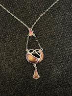 zilver jugendstil ketting emaille art deco  sterling R&SD, Met hanger, Gebruikt, Ophalen of Verzenden, Zilver