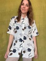 Vintage blouse - bloemenprint - L/40 - oversized, Maat 38/40 (M), Wit, Ophalen of Verzenden, Vintage