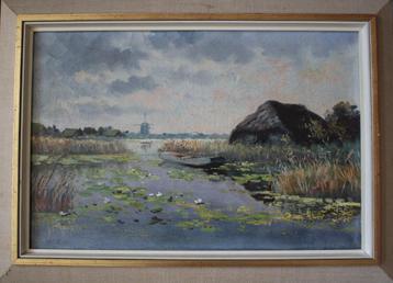 Henriette Hubregtse - Lanzing, olieverf, plassen landschap.  beschikbaar voor biedingen