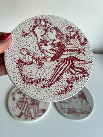 4 Vintage Deens Björn Wiinblad Wandbord Lovers Maanden 60s beschikbaar voor biedingen