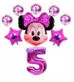Minnie mouse 5e verjaardag ballonnen set nr M316, Ophalen of Verzenden, Nieuw, Versiering, Verjaardag