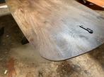 Tafel 240x100 deens ovaal notenhout dik stalen matrix poot, Huis en Inrichting, Tafels | Eettafels, Ophalen, 100 tot 150 cm, Vijf personen of meer