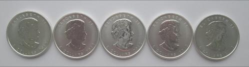 MAPLE LEAF 1OZ SILVER : 5 x Mooie Maple Leaf Munten - 2012, Postzegels en Munten, Edelmetalen en Baren, Zilver, Verzenden