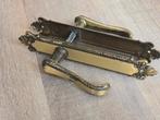 Antiek Art Nouveau messing deurklinken set met afdekplaten, Antiek en Kunst, Ophalen of Verzenden