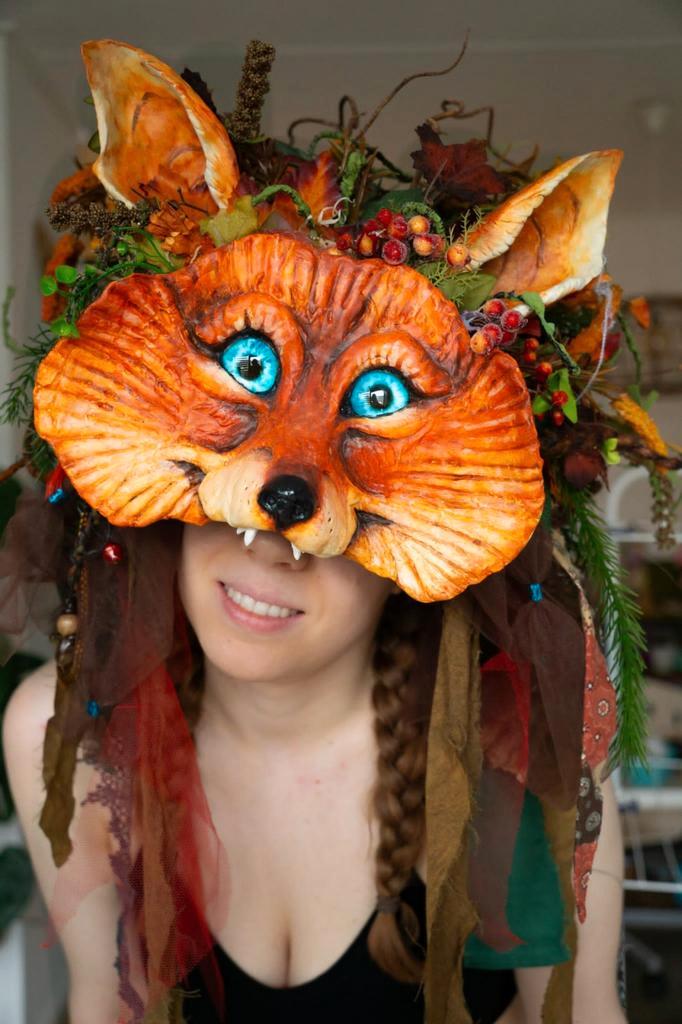 Hoofdtooi vos #elfia, Hobby en Vrije tijd, Kostuums, Theaterbenodigdheden en LARP, Zo goed als nieuw, Handschoenen, Hoed of Pet