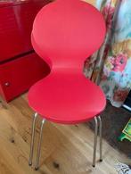 twee rode retro stoeltjes, Huis en Inrichting, Stoelen, Ophalen, Gebruikt, Twee, Metaal