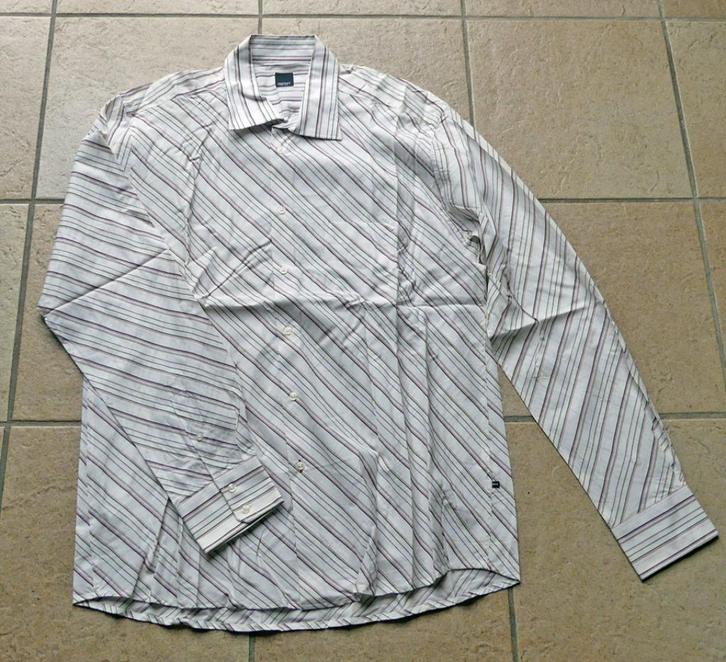 Esprit men overhemd wit multicolour streep maat 45/46 (XXL), Kleding | Heren, Overhemden, Gedragen, Overige halswijdtes, Wit, Ophalen of Verzenden