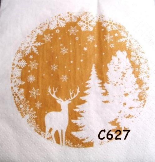 Servetten decoupage/bullet journal – hert goud C627, Hobby en Vrije tijd, Knutselen, Nieuw, Materiaal, Verzenden