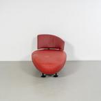 1x Leolux Kikko Chaise Longue Rood Leer - Zwart Frame, Eenpersoons, Ophalen of Verzenden, Zo goed als nieuw, Metaal