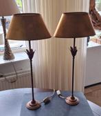 2 semi klassieke Tafellampjes met bladgoud kapjes 60 cm hoog, Huis en Inrichting, Lampen | Tafellampen, Ophalen of Verzenden, Metaal