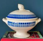 Badonviller vintage soepterrine Wagram blauw wit, Verzenden, Overige stijlen