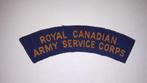 Canadese WO2 Shouldertitle Royal Candian Army Service corps, Embleem of Badge, Overige gebieden, Ophalen of Verzenden, Landmacht