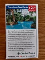 CENTER PARCS AGUA MUNDO 2,50 KORTING PER PERSOON MAX 4 PERS!, Tickets en Kaartjes, Kortingsbon, Overige typen, Drie personen of meer