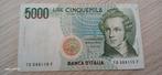 Bankbiljet 5000 Lira (gebruikt) Italië, Verzenden, Italië, Los biljet