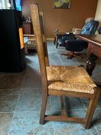 6 eiken stoelen met biezen zitting., Huis en Inrichting, Stoelen, Ophalen of Verzenden, Gebruikt, Bruin, Vijf, Zes of meer stoelen