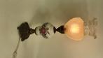 Antieke Italiaanse tafellamp, messing, aardewerk, glas. S13, Ophalen of Verzenden