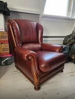 Leren relax fauteuil cognac, Huis en Inrichting, Fauteuils, Ophalen, Gebruikt, Leer, Klassiek