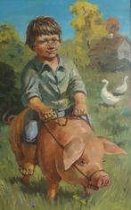 VARKEN MET EEN KIND 🐖 2 GANZEN 🦢 LEUKE DIEREN 🐷 BIGGETJE, Antiek en Kunst, Ophalen of Verzenden