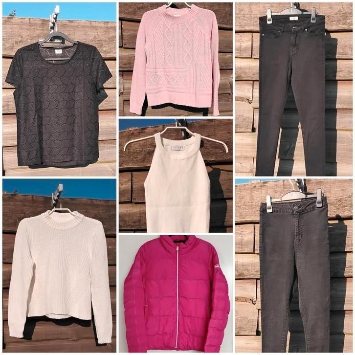 Maat S, jas, 2 broeken, 2 truien, t-shirt en hempje/1 koop, Kleding | Dames, Dames-kledingpakketten, Zo goed als nieuw, Ophalen of Verzenden