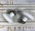 Set Franse porseleinen deurknoppen in koperen houder, Doe-het-zelf en Verbouw, Hang- en Sluitwerk, Overige materialen, Gebruikt