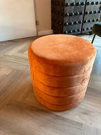 Oranje poef - Los of als set te koop, Ophalen, Minder dan 50 cm, Rond, Zo goed als nieuw