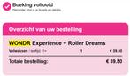 WONDR experience + roller dreams 1x, Tickets en Kaartjes, Eén persoon, Overige soorten, Overige typen