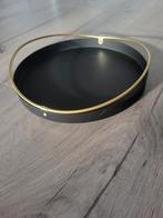 Zwarte metalen schaal met gouden rand - 25cm, Ophalen of Verzenden, Zo goed als nieuw, Rond, Metaal
