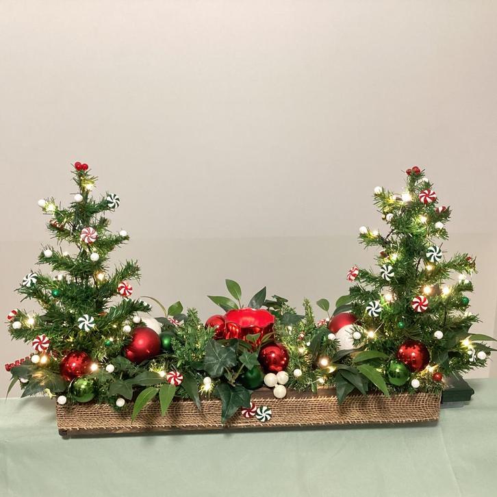 Prachtige grote kerst stuk rood, wit met verlichting 75 cm, Diversen, Kerst, Nieuw, Ophalen of Verzenden