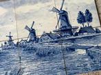 Delfs blauw tegeltableau Landschap molens, Ophalen of Verzenden