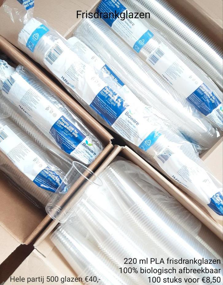 Nieuwe 100% bio wegwerp plastic frisdrank glazen enz, Huis en Inrichting, Keuken | Servies, Nieuw, Overige stijlen, Overige materialen