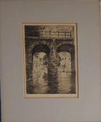 Martin van Waning ets "Grachtje te Utrecht", gesigneerd, Ophalen, Minder dan 50 cm, Oorspronkelijke maker, Overige typen