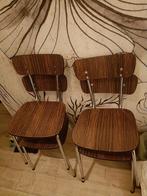 Vintage Formica Stoelen Set (4), Huis en Inrichting, Gebruikt, Bruin, Vintage, Ophalen of Verzenden