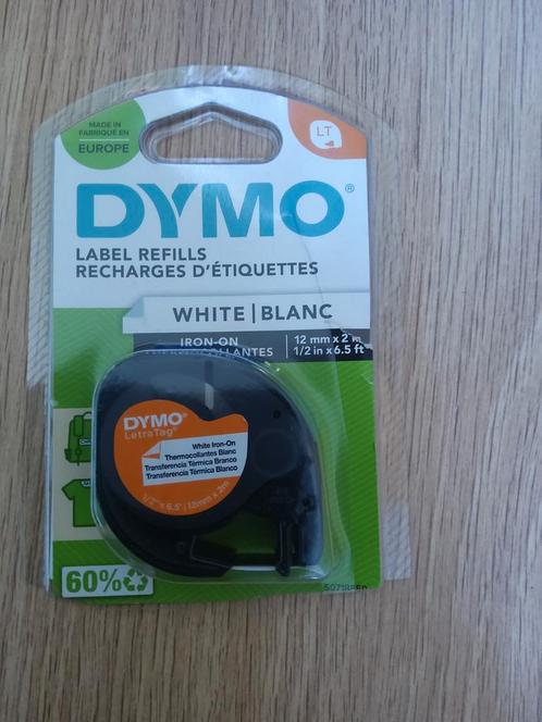 DYMO LetraTag Witte Iron-On Label Refill 12mm x 2m, Computers en Software, Labelprinters, Nieuw, Etiket, Tape-label, Ophalen of Verzenden