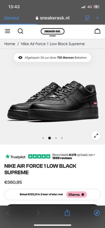 Nike af1 supreme maat 45 beschikbaar voor biedingen