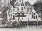 Mooie ingelijste vintage litho van Veere door Frans Bliek., Ophalen of Verzenden