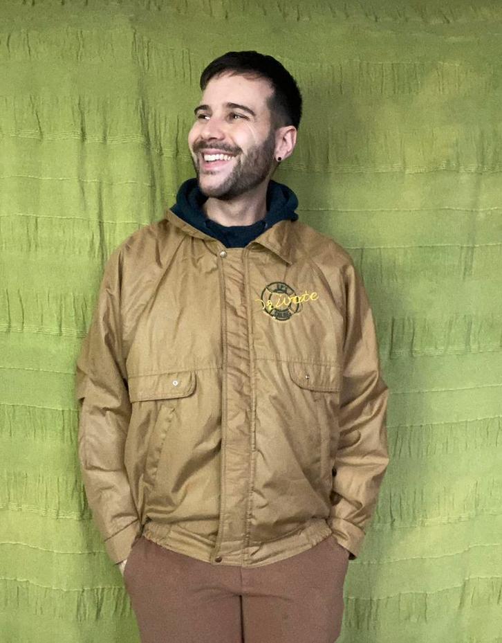 Vintage jas / windbreaker / bruin / medium / M / jassen, Kleding | Heren, Jassen | Winter, Gedragen, Maat 48/50 (M), Bruin, Ophalen of Verzenden