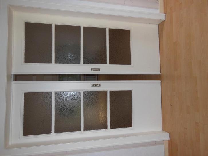 Ouderwetse jaren 30 schuifdeuren met Melkglas- Set van 2, Doe-het-zelf en Verbouw, Deuren en Horren, Gebruikt, Binnendeur, 200 tot 215 cm