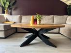 Salontafel ovaal mango zwart spinpoot, Ophalen, 50 tot 100 cm, 100 tot 150 cm, Zo goed als nieuw