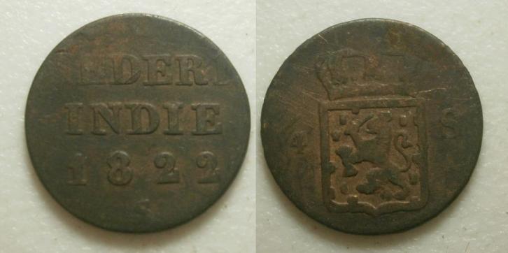 Willem I NI ¼ Stuiver 1822, Postzegels en Munten, Munten | Nederland, Losse munt, 1 cent, Koning Willem I, Ophalen of Verzenden