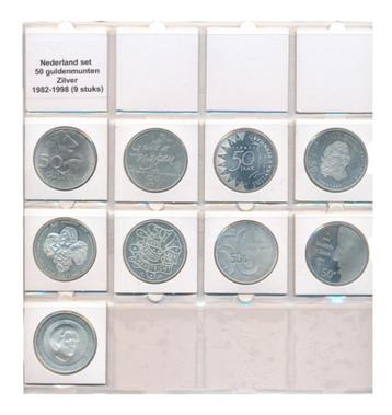Nederland Set 50 Guldenmunten Zilver 1982-1998 (9 stuks) beschikbaar voor biedingen