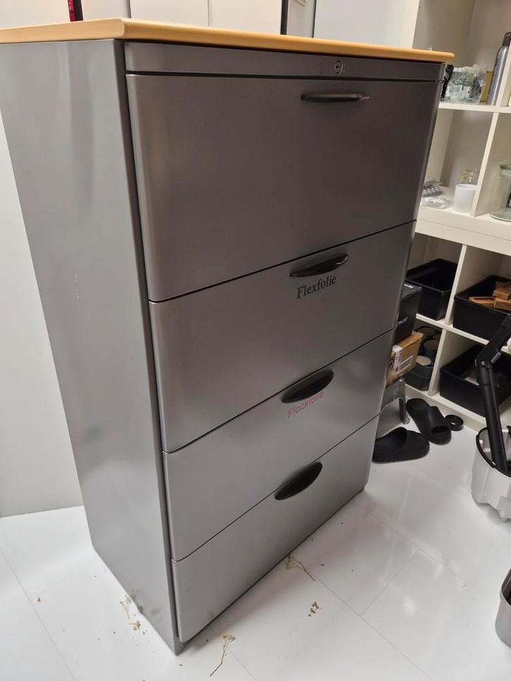 Archiefkast met 4 lades - verstelbare diepte, Huis en Inrichting, Kasten | Roldeurkasten en Archiefkasten, Gebruikt, Minder dan 100 cm