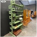 Vintage rek uit bibliotheek Boekenkast Winkelrek Roomdivider, Ophalen, Met plank(en), 100 tot 150 cm, 200 cm of meer